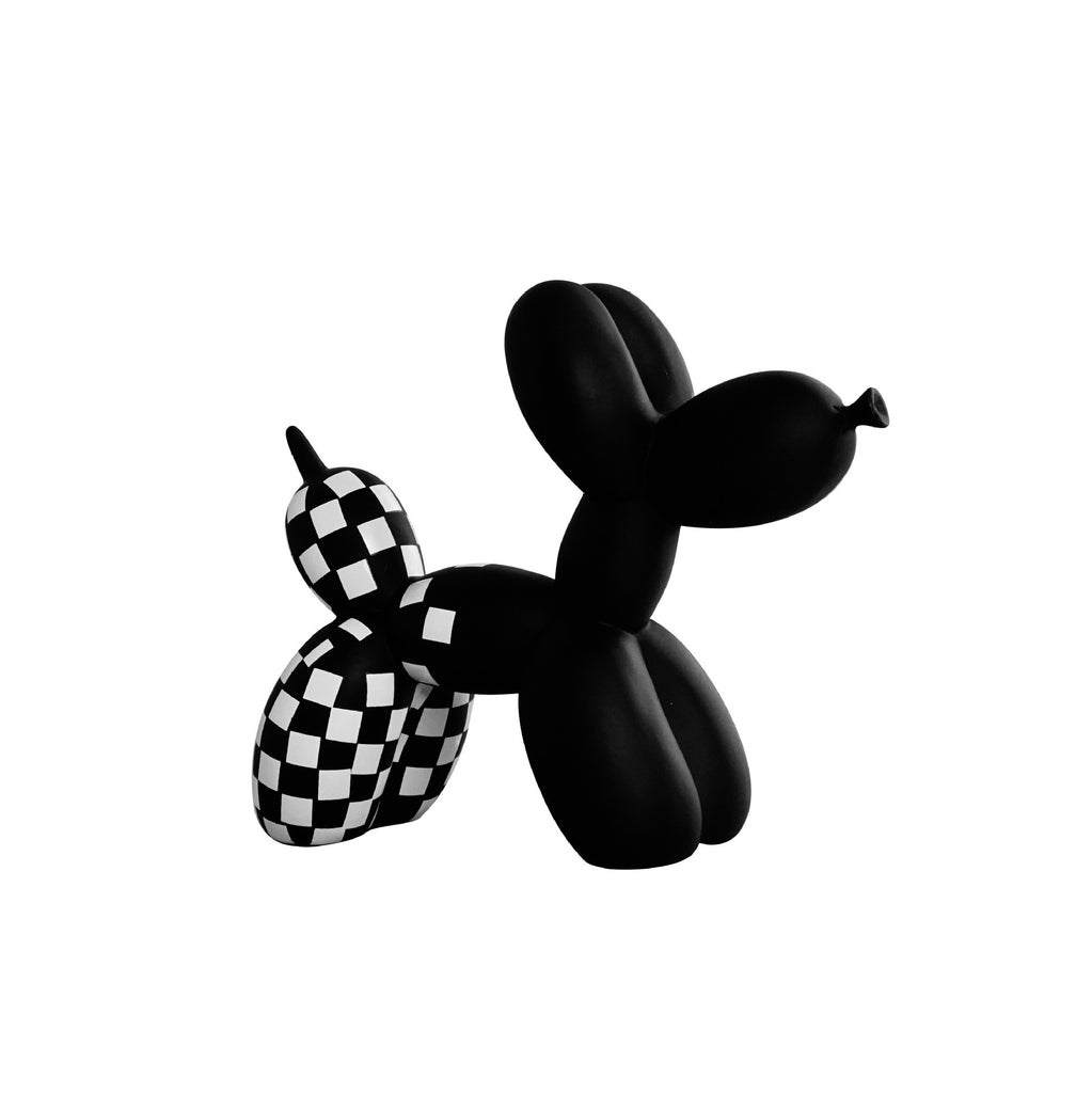 Black and White Checkered Balloon Dog